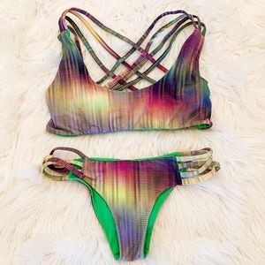 San Lorenzo reversible multicolored strappy bikini